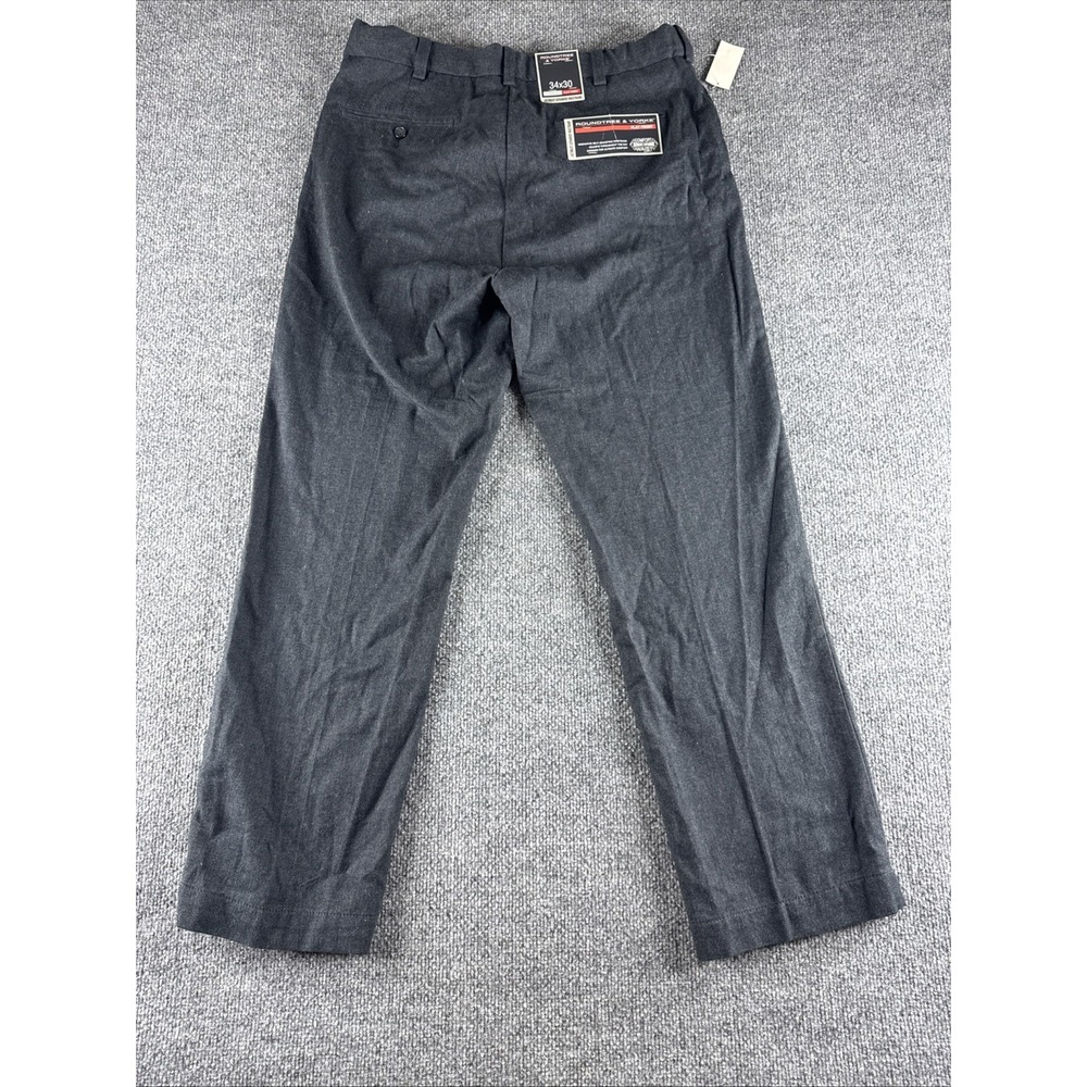 Roundtree & Yorke Mens Flat Front Classic Pants Charcoal Gray Stretch 34x30 NWT - Picture 9 of 9